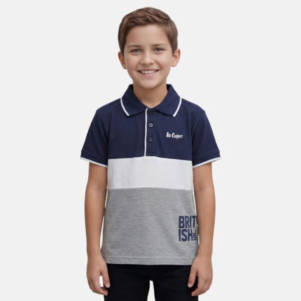 polo british bleu/gris/blan lee cooper